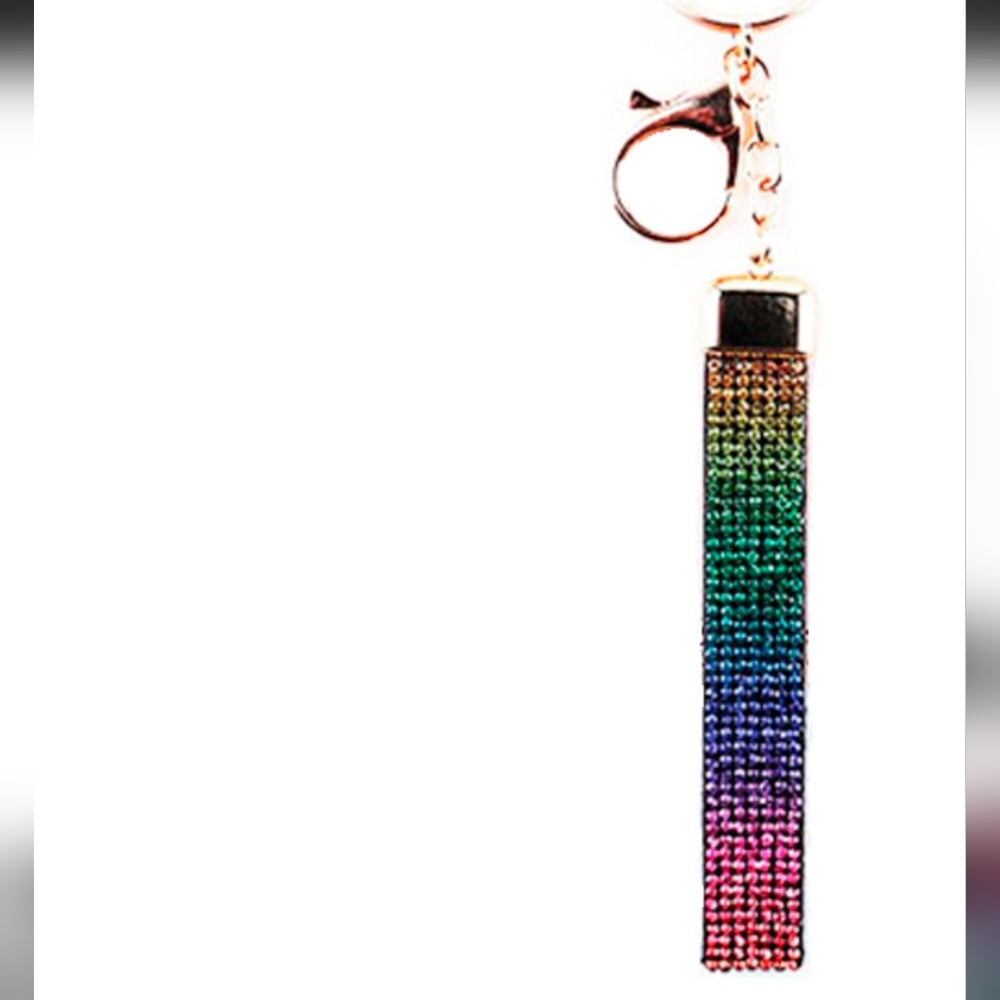 Colorful Rhinestone Bagcharm Keychain New Or Handheld Wristlet Strap Rainbow